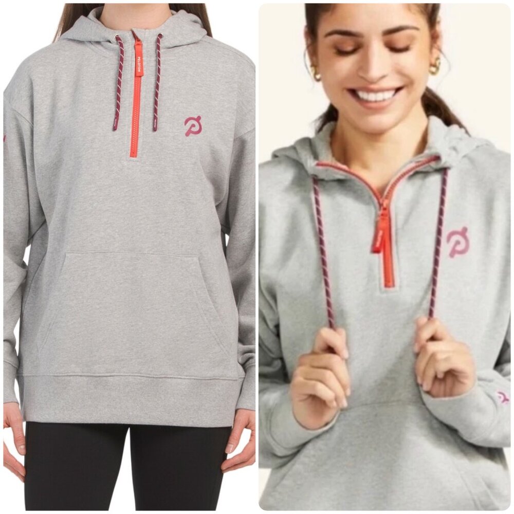 Peloton Gray Hoodie Relaxed Half Zip Fit Sweatshirt Hoodie